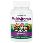 NaturesPlus, Animal Parade®, жевательные мультивитамины для детей, со вкусом винограда, 90 таблеток в форме животных