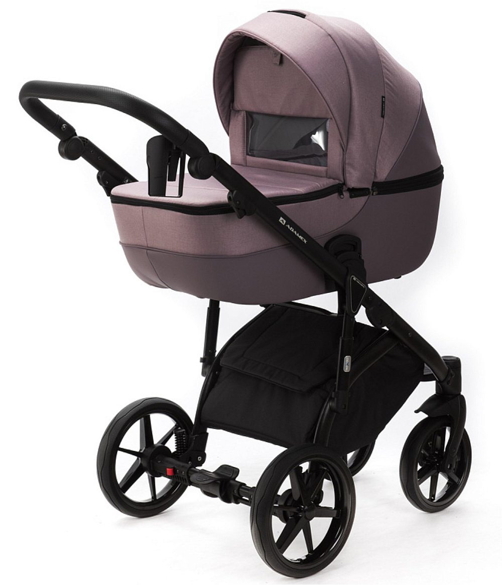 Детская коляска Adamex Bibione 2 в 1 BI-PS21/A (СЕРО-РОЗОВ+СИРЕНЬ ПЕРФ.КОЖА)