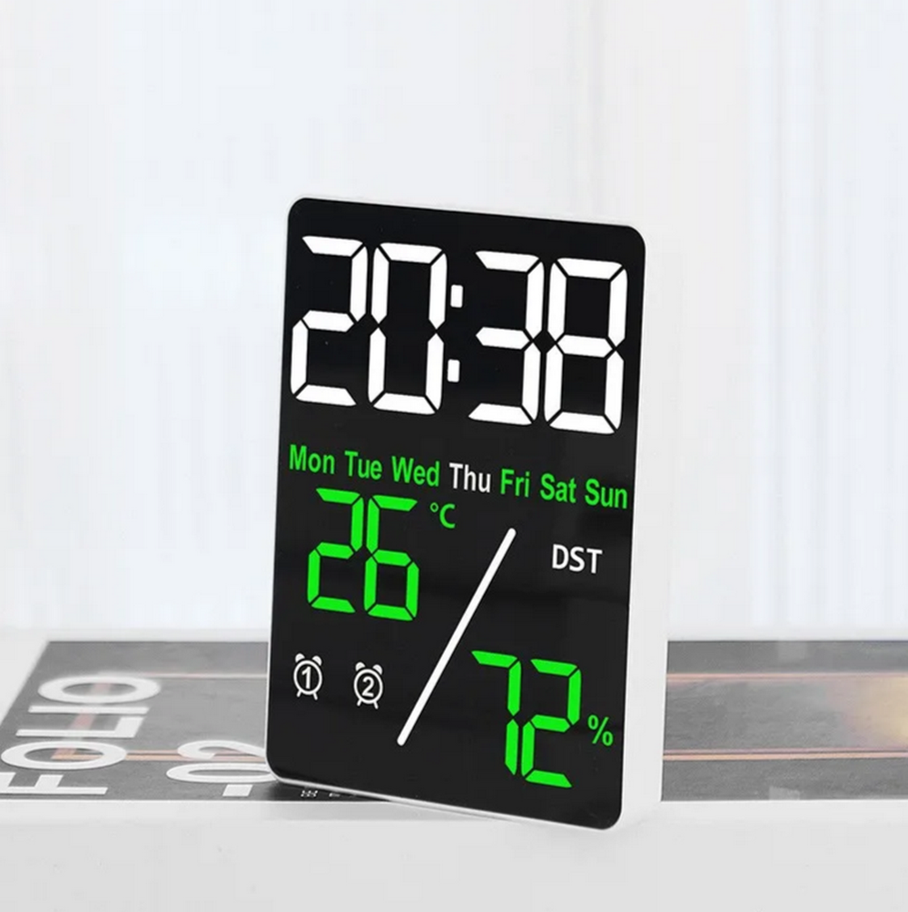 Часы-будильник настольные LED 5508 White&Green