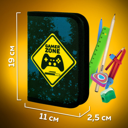 Пенал ПИФАГОР, 1 отделение, полиэстер, 19х13 см, "Game Zone", 271511