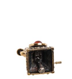 AM-2702 Колокольчик «Телефон ретро со стразами» (латунь, янтарь)