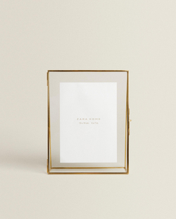 Zara Home Фоторамка из стекла, цвет золотой, 18 см