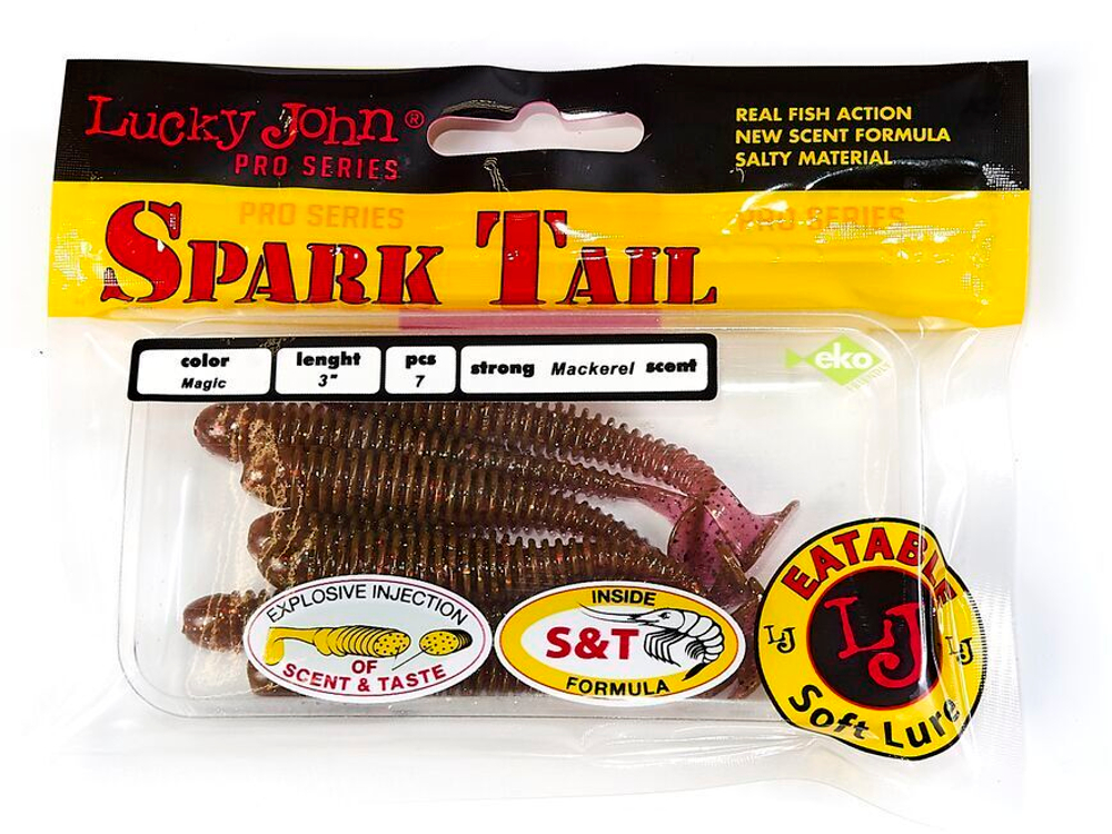 Мягкая съедобная приманка LJ Pro Series Spark Tail 3,0 in (76 мм), цвет S14, 7 шт