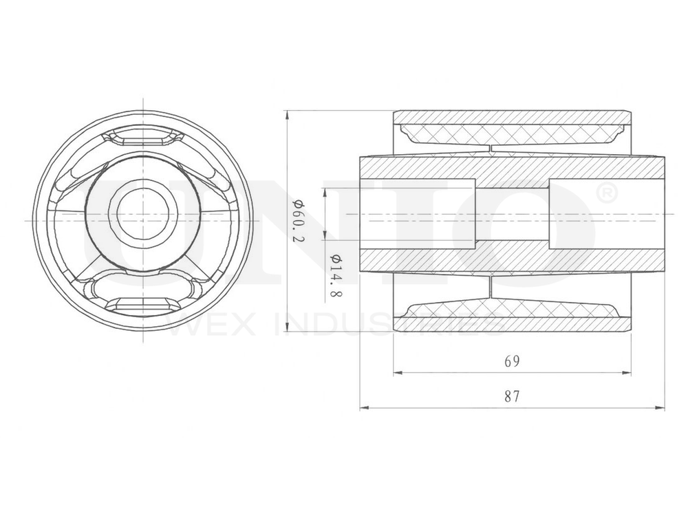 Сайлентблок задний переднего нижнего рычага UNIO RMP-20112