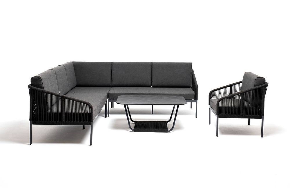 "Канны" модульная угловая лаунж-зона из роупа (веревки), цвет темно-серый