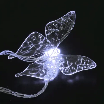 Гирлянда для дома НИТЬ «Бабочка» 8м 20 ламп LED, 10 насадок (10,5*7,6 см), прозр. провод, пост.свечение, IP-20, Белый (возможность соединения)