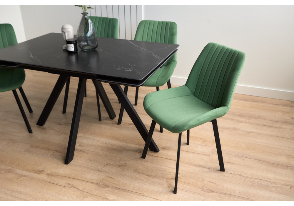 Керамический стол Woodville Вилли 120(180)х80 shakespeare black, черный, ножки черные