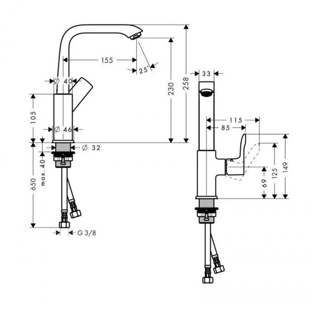 Смеситель для раковины Hansgrohe Metris 31187000