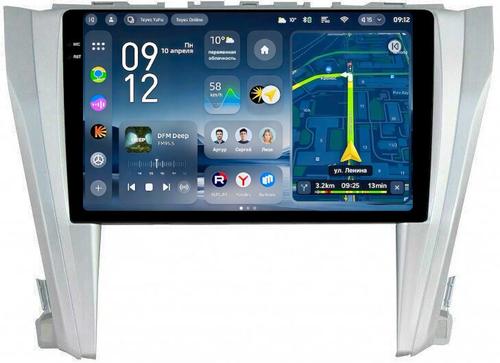 Магнитола для Toyota Camry 55 2014-2018 (рамка серебро) - Teyes CC4-PRO монитор 10.36" 2K QLED на Android 13, Быстрейшая, Snapdragon 778G, ИИ, CarPlay, DSP, 4G SIM-слот