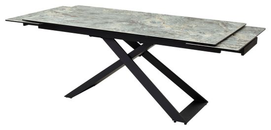 Стол LIVORNO 180 KL-170 MALACHITE, итальянская керамика/ черный каркас