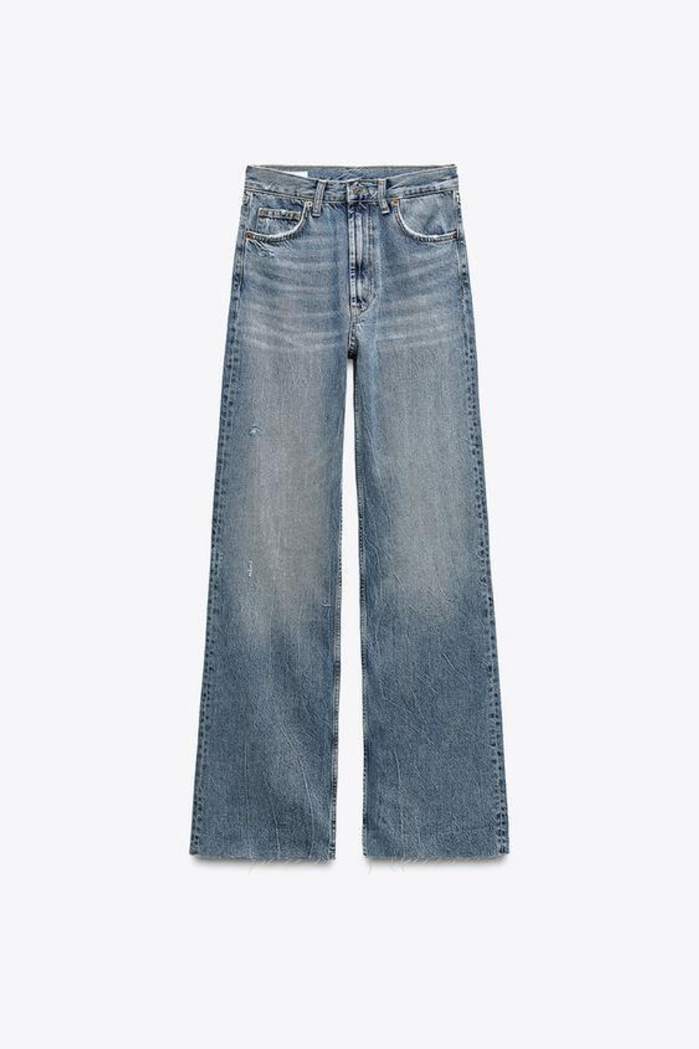 ZARA ДЖИНСЫ TRF WIDE LEG FULL LENGTH С ВЫСОКОЙ ПОСАДКОЙ, СИНИЙ