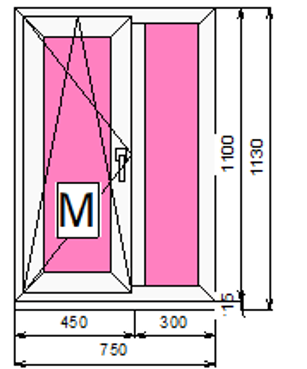 Пластиковое окно 1100 х 750 ТермА Эко + Москитная сетка