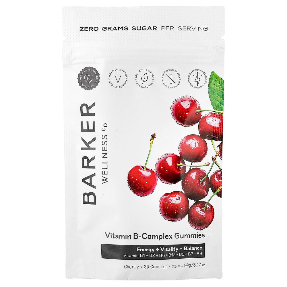 Barker Wellness Co, комплекс витаминов группы B, со вкусом вишни, 30 жевательных таблеток