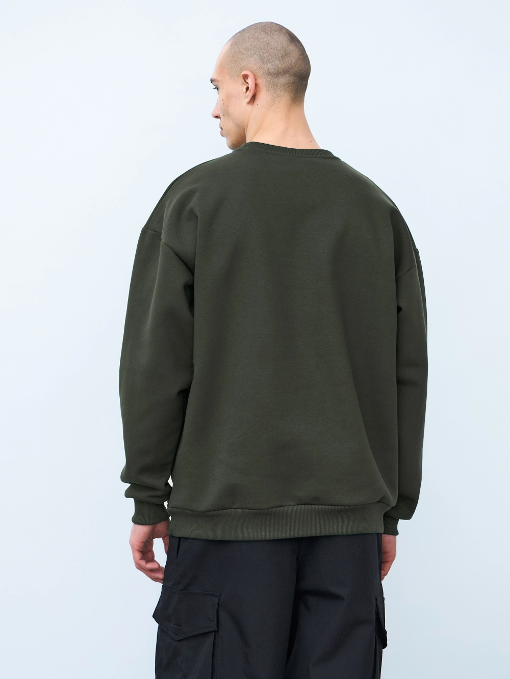 Свитшот оверсайз, с начесом (хаки)