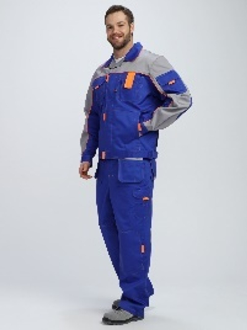 Костюм Союз-Профессионал-1 CH (тк.Смесовая,240) брюки, васильковый/св.серый/оранжевый
