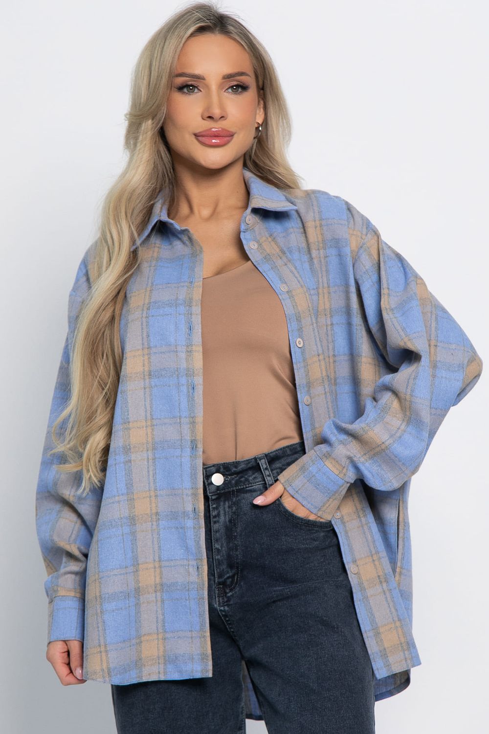 Рубашка Дэлли (бежево-голубая) Б15107-7М LT Collection