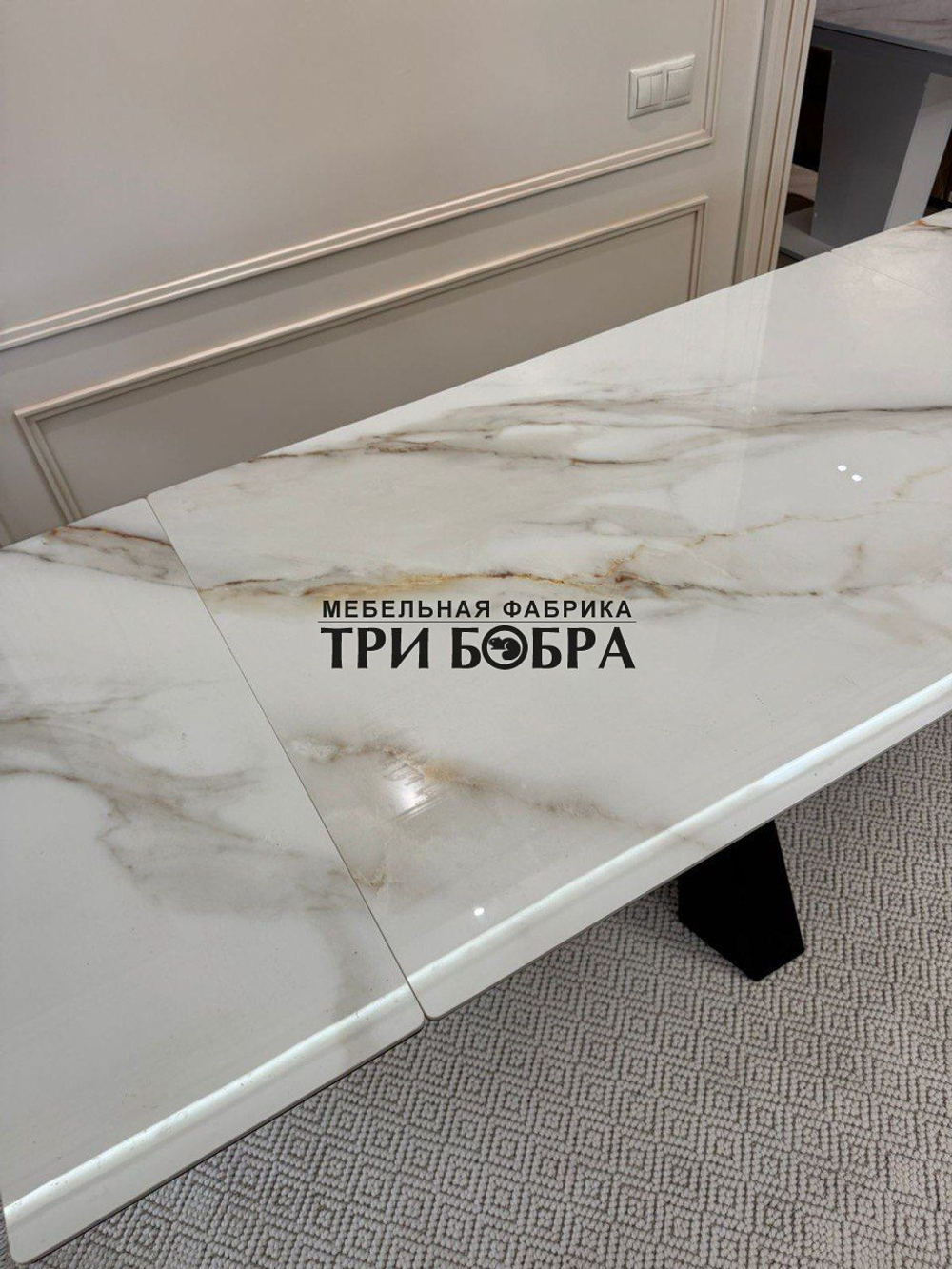 Кухонный раздвижной стол "Спайдер" из КЕРАМОГРАНИТА, итальянский мрамор