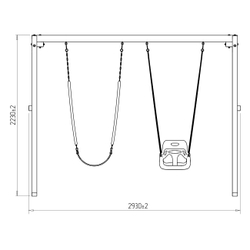 Деревянные качели с качелями со спинкой и гибкими качелями