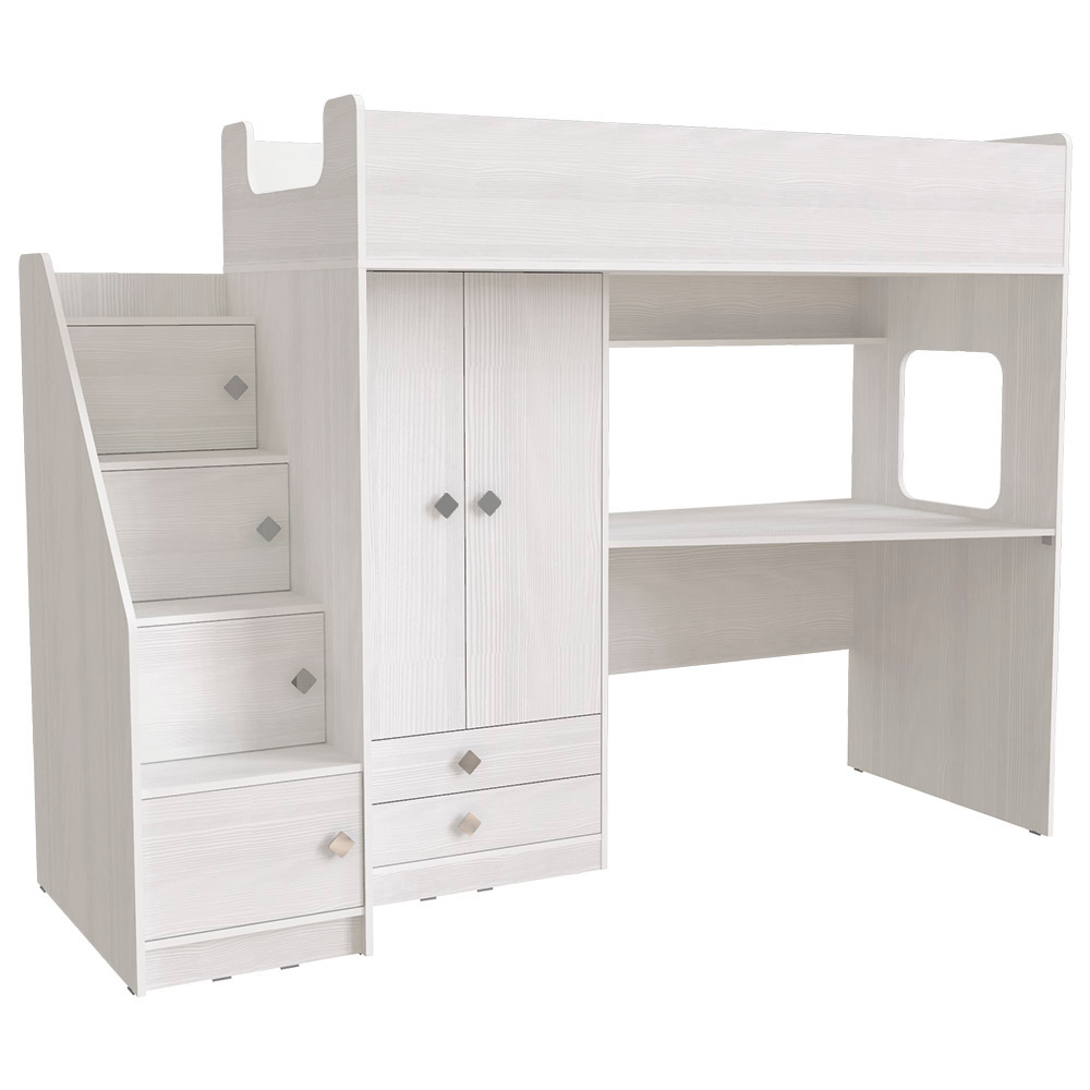 Кровать-чердак КарИВи Л-А606.3 80х190 Белое Дерево Белое Дерево