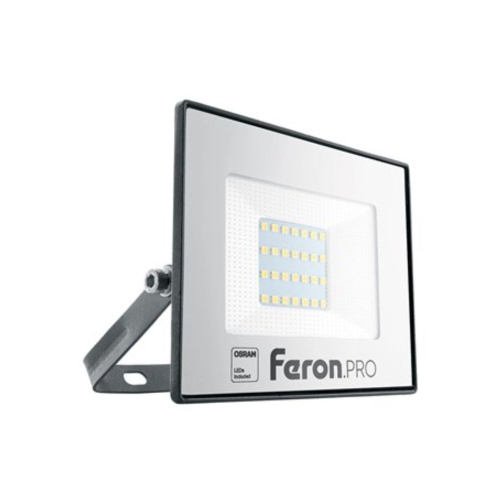 Feron.PRO Прожектор св/д 30W 3000lm 6400K IP65 черный 133x30x153 OSRAM LL-1000 41539