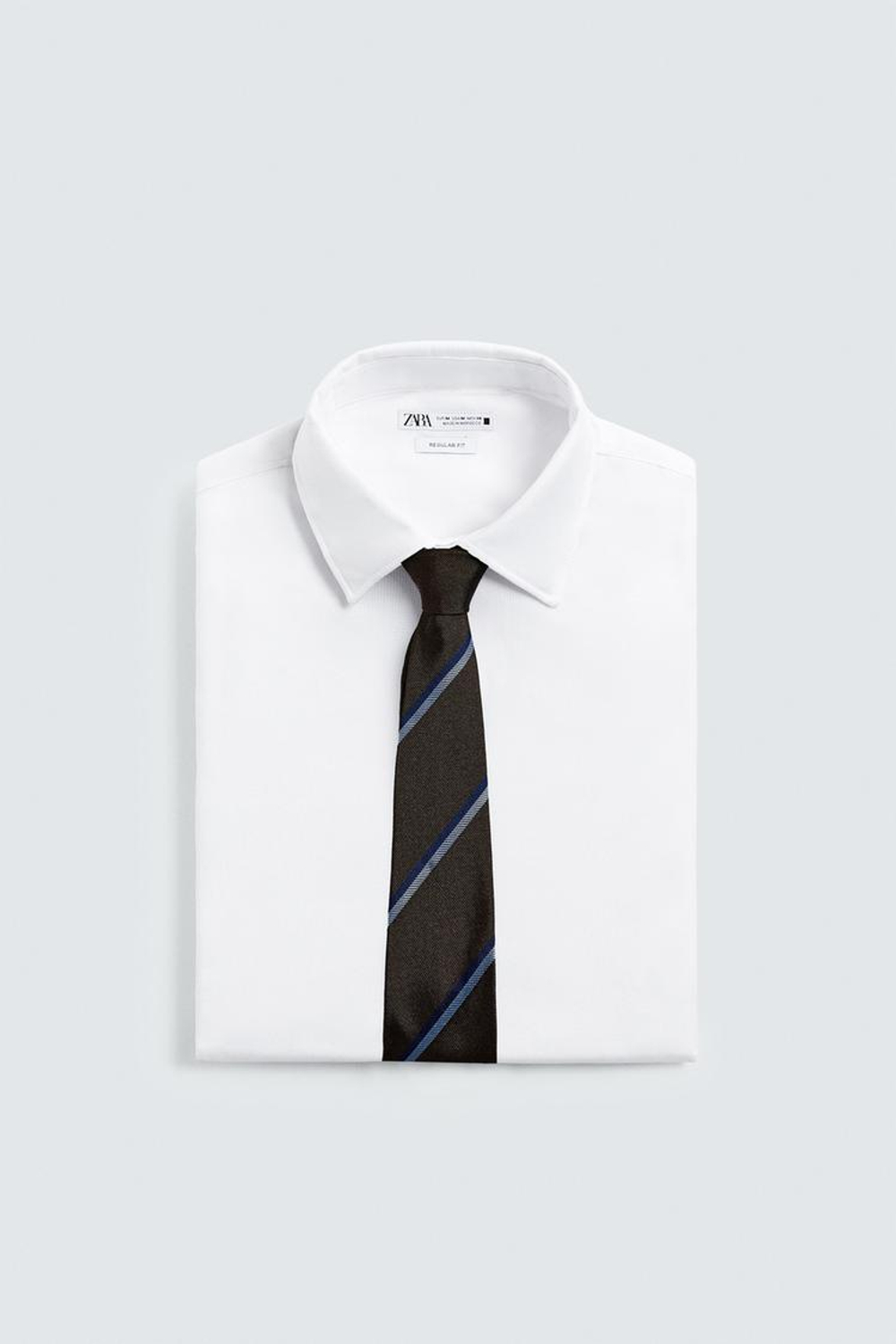 ZARA ГАЛСТУК 100% ШЕЛК В ПОЛОСКУ, МОРСКОЙ СИНИЙ