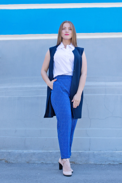 Брюки зауженные 2609АП, клетка #259Клв022609АП