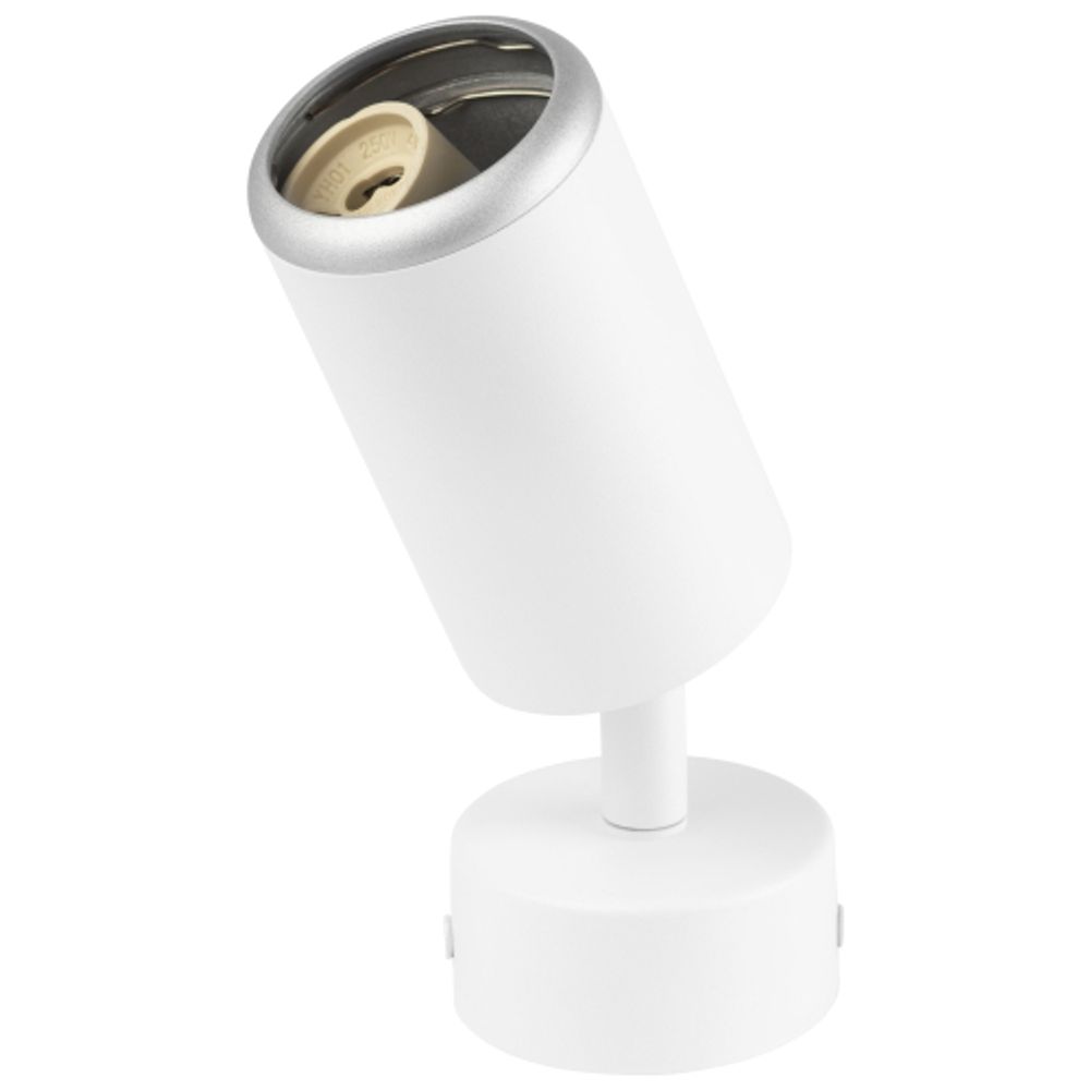 Светильник настенно-потолочный спот ЭРА OL55 WH/SL MR16 GU10 IP20 белый/серебро | Накладные светильники