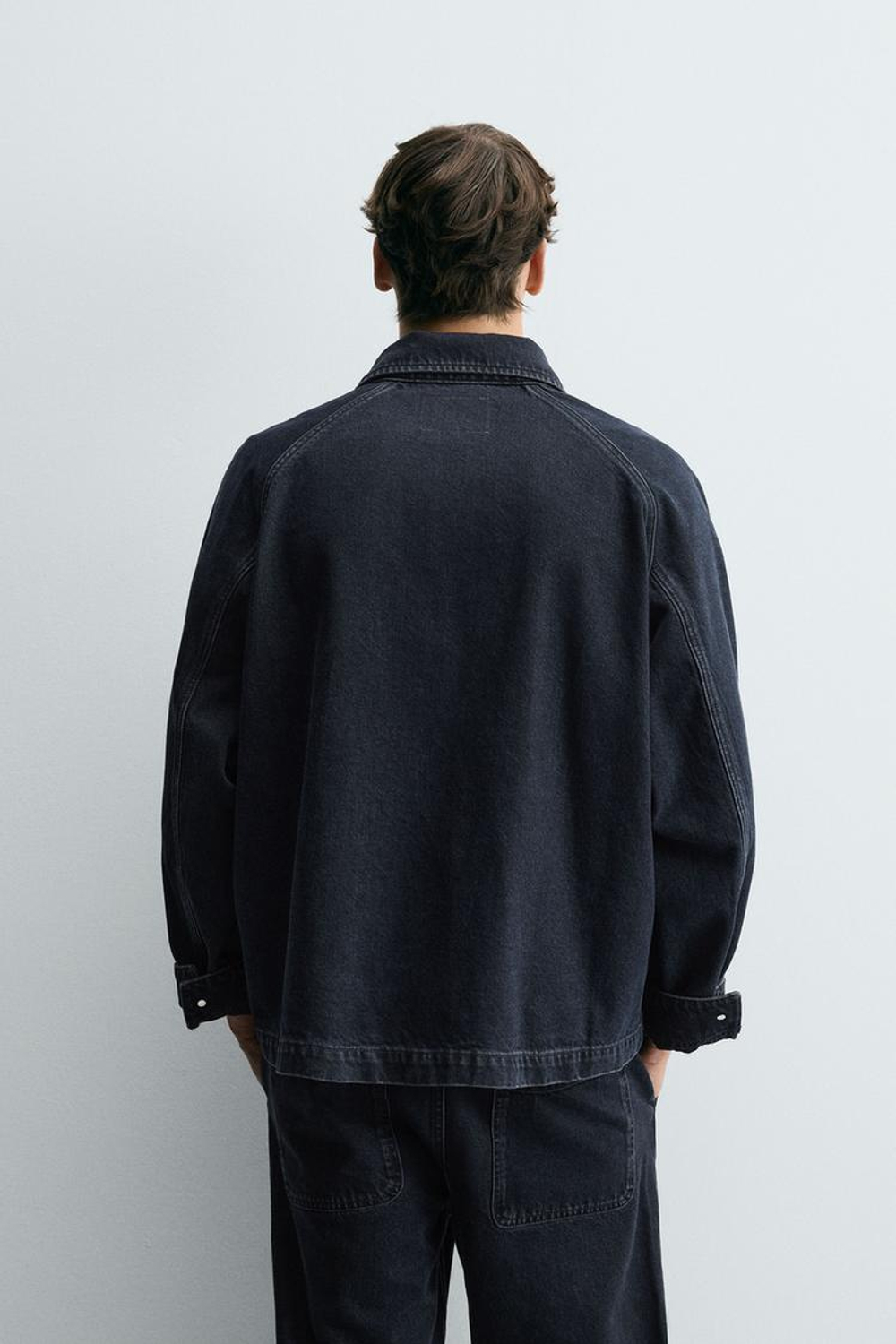 ZARA ДЖИНСОВАЯ КУРТКА С КАРМАНАМИ, МОРСКОЙ ТЕМНО-СИНИЙ