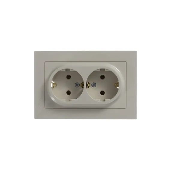 Розетка 2-м СП AtlasDesign 16А IP20 с заземл. в сборе беж. SE ATN000224