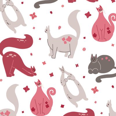 Коты и цветы