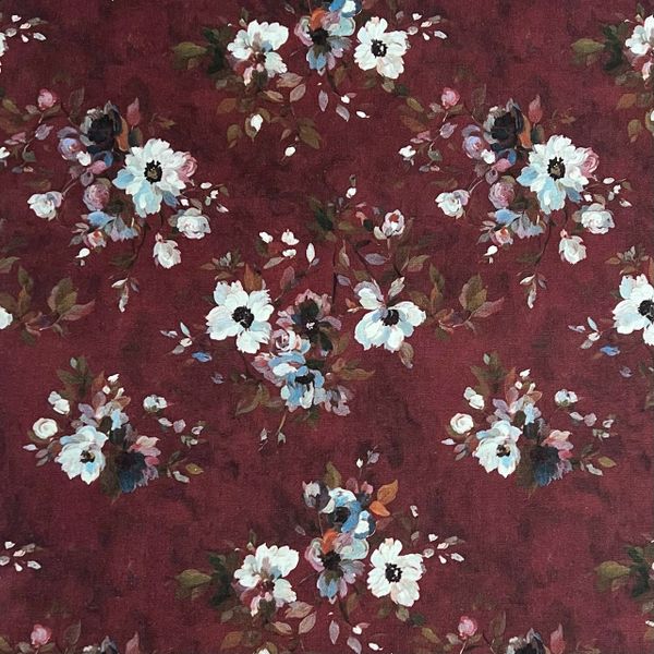 ЦВЕТЫ НА ВИШНЕВОМ - 100% хлопок 1