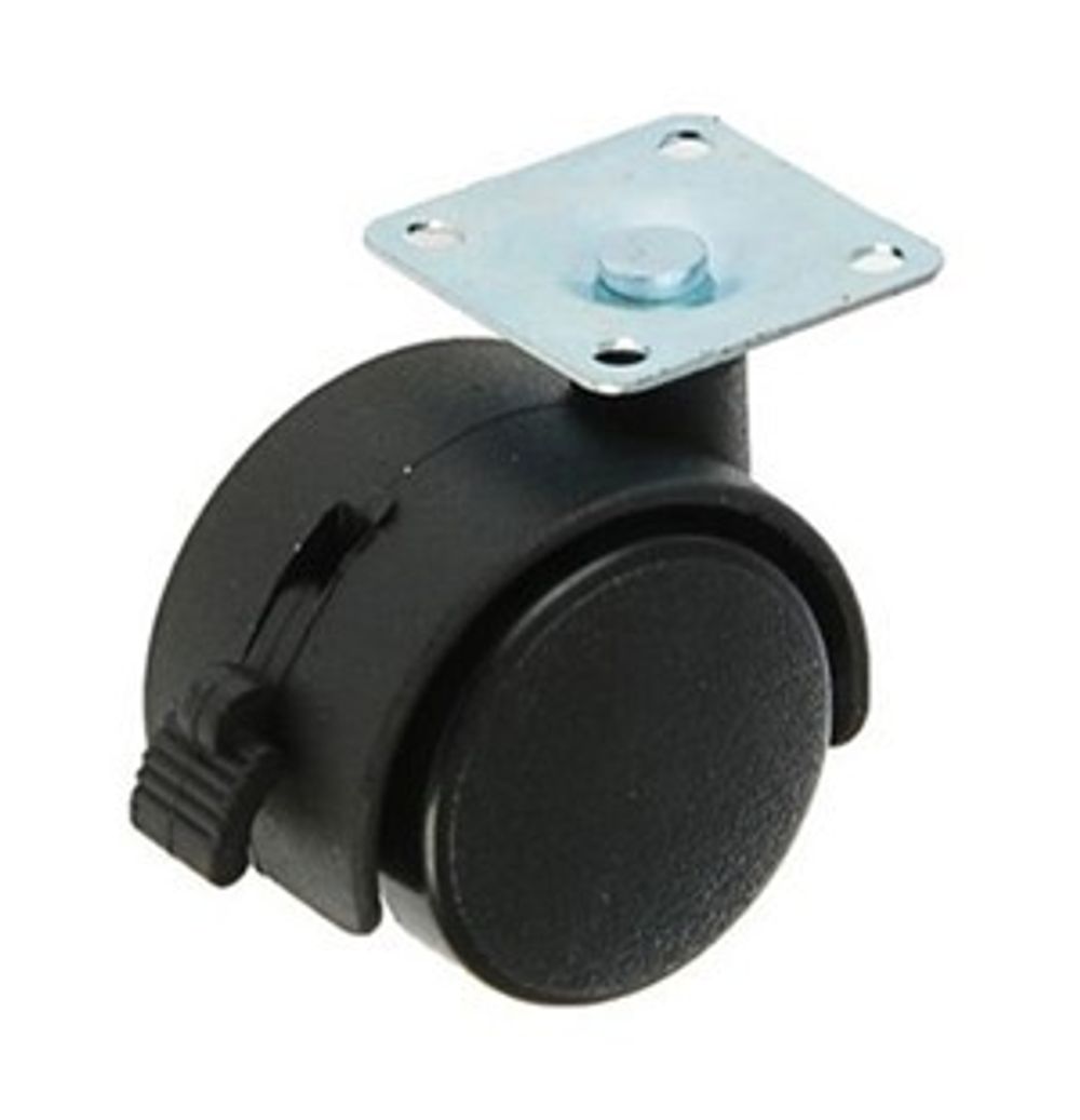 Колесо мебельное, черное 50мм, с тормозом, с площадкой