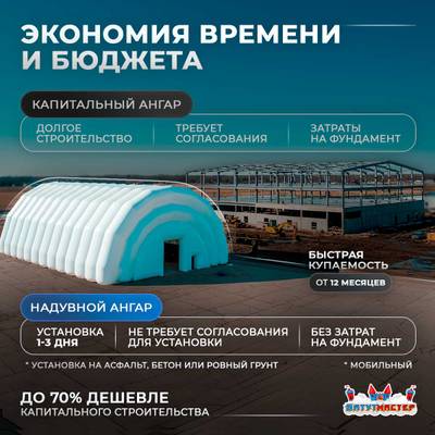 Быстроразводимый ремонтный ангар «Завод Хода», 30×15×10 м
