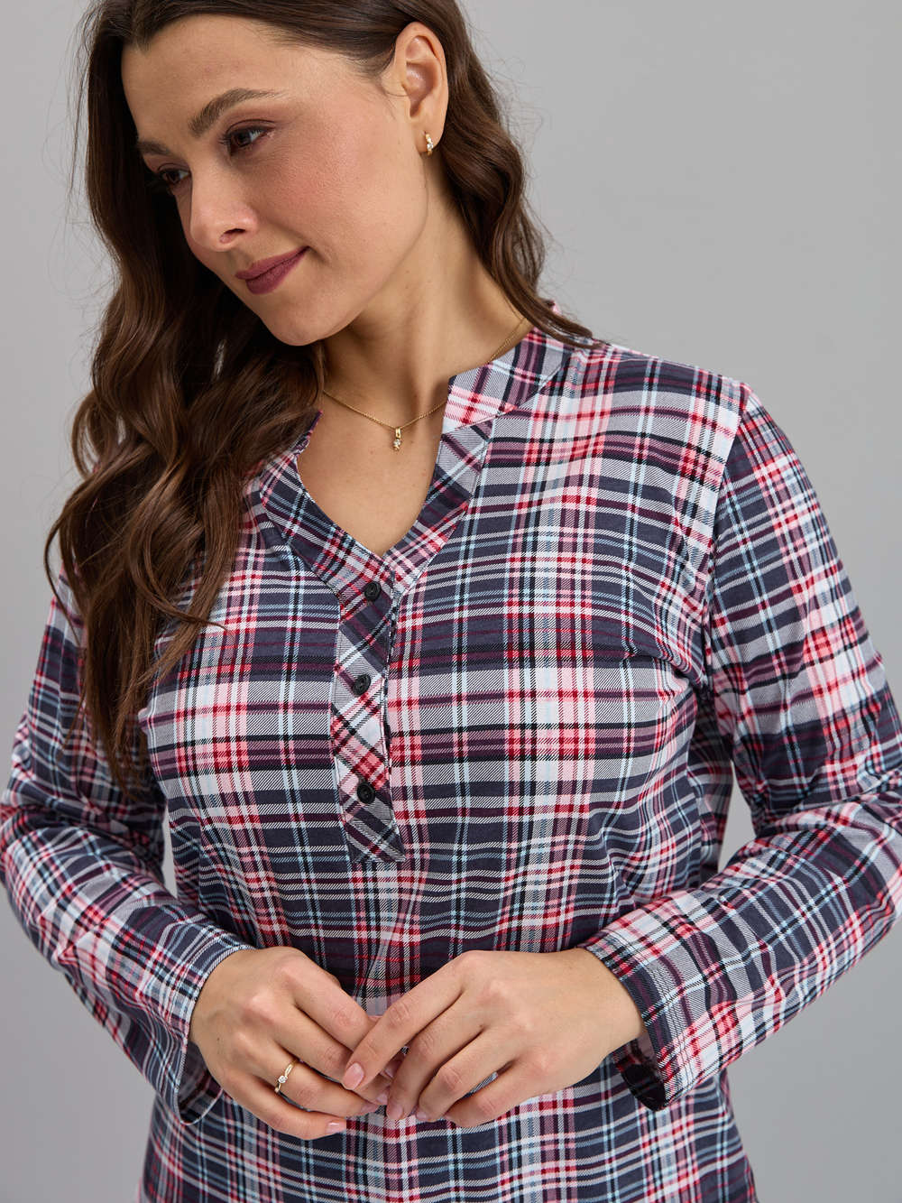 Блузка БЛ-22/клеткасерая-краснобелая