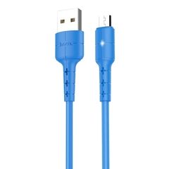 Кабель USB - Micro-USB 2,4А HOCO X30 1м (100 см) с индикатором (Синий)