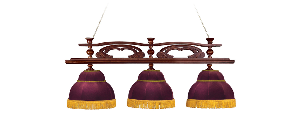 Лампа Венеция 3пл. ясень (№3,бархат зеленый,бахрома желтая,фурнитура золото)