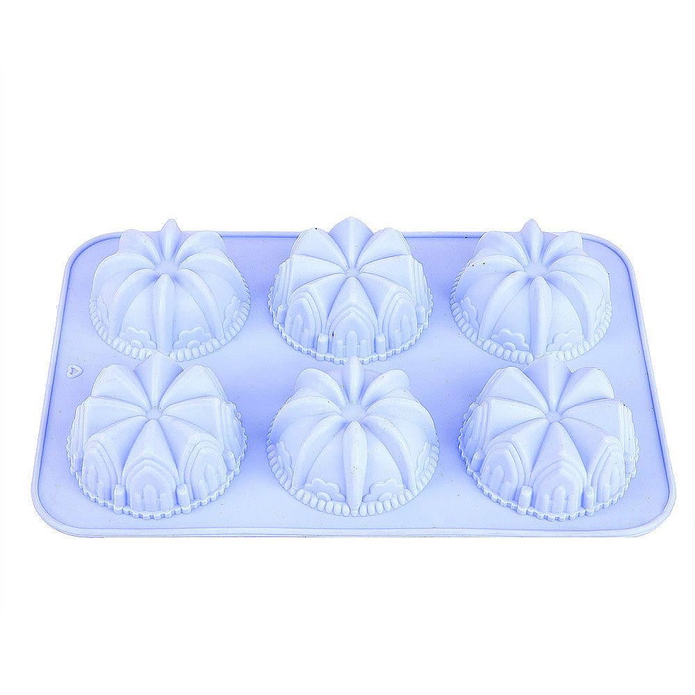 Форма силиконовая для выпечки 6 ячеек "Цветочный карнавал" 26*16,5см в ассортименте