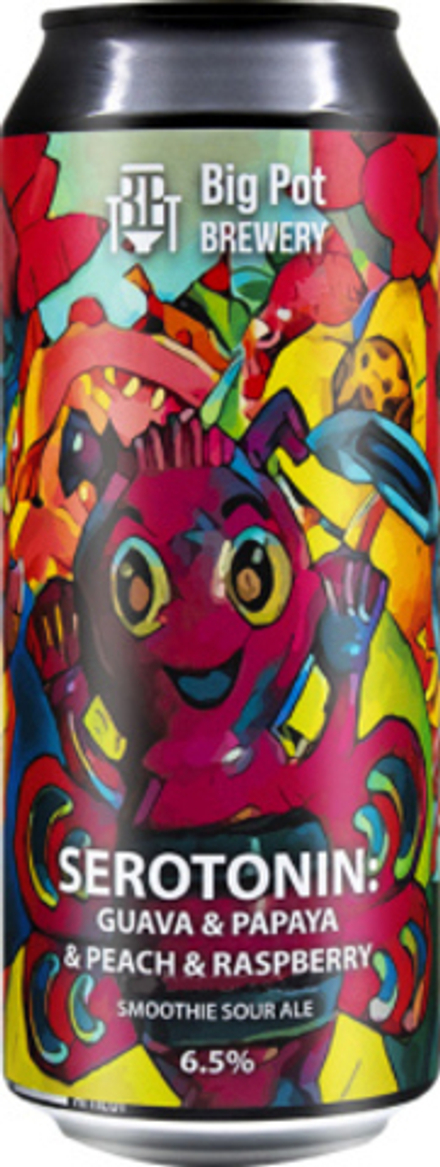 Пиво Биг Пот Серототин Гуава, Папайя, Пич, Распберри / Big Pot Serotonin Guava, Papaya, Peach, Raspberry 0.45 - банка