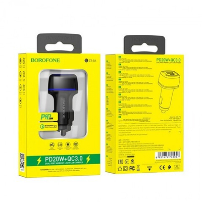 Автомобильная зарядка Borofone BZ14A 3A QC3.0, 012346 Белый