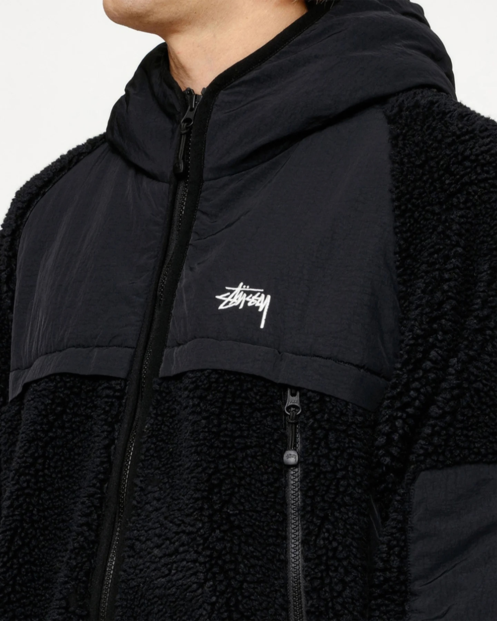 Куртки Stussy FW23 SHERPA PANELED HOODED JACKET, 118530Black