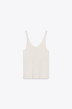 ZARA КОМБИНИРОВАННАЯ ФУТБОЛКА, ВАНИЛЬНЫЙ