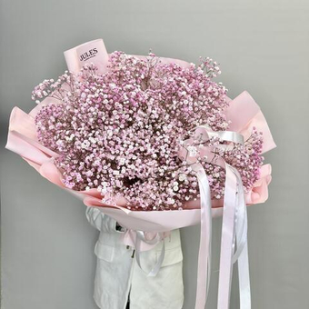 «Розовые мечты» букет из розовой гипсофилы