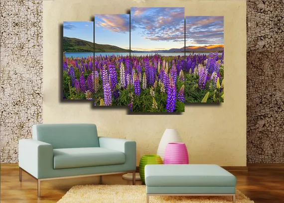 Модульная картина "Люпины в горах"