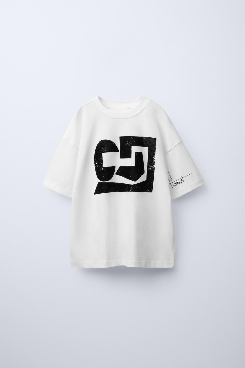 ZARA ФУТБОЛКА С ПРИНТОМ, БЕЛЫЙ