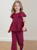 Костюм из муслина топ с крылышками и брюки «Брусника»