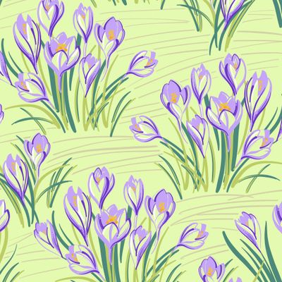 Крокусы на нежно-зеленом