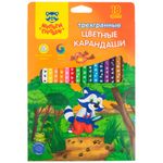 Карандаши цветные Мульти-Пульти "Енот-следопыт", 18цв., трехгр.,рисунок на корпусе, заточен., картон