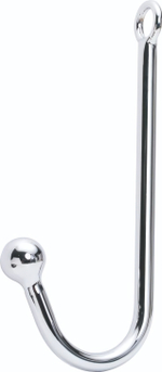 Серебристый анальный крюк с одним шариком (Цвет: серебристый)