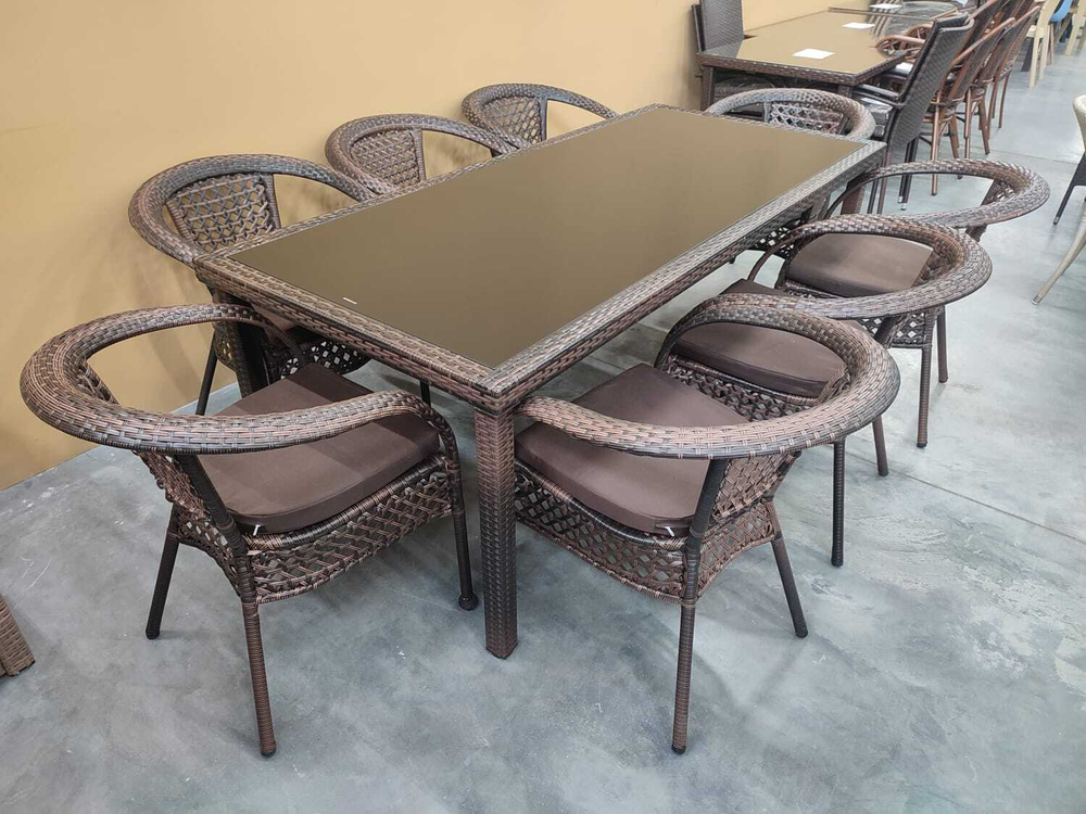 Комплект мебели из искусственного ротанга стол Египет + 8 кресел Руардин Dark Brown