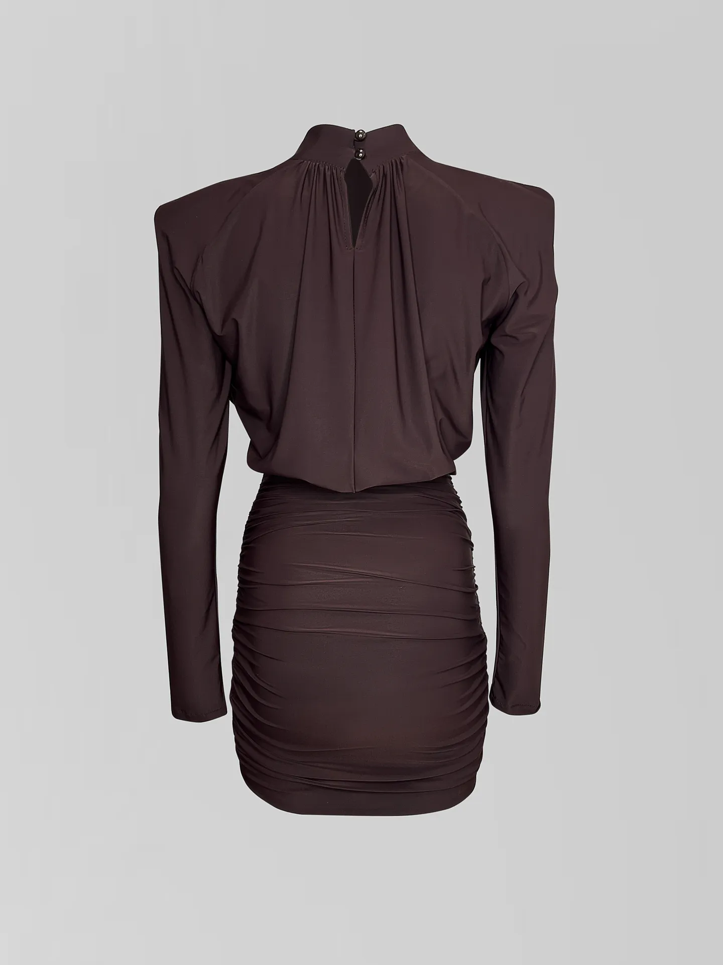 Платье Agdali Brand 1045 однотонное с драпировкой и объемными плечами